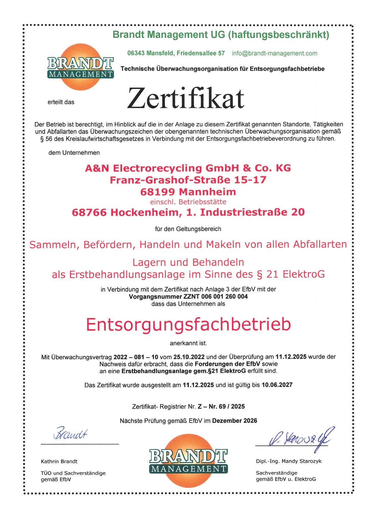 EFB Zertifikat 2027